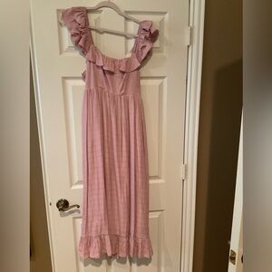 Light Pink Ruffled Dress, Size Small, Bow-Tie Back, Worn Once